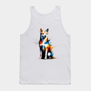 Colorful Abstract Splash Canaan Dog Artistic Portrait Tank Top